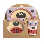 High Quality Baby 5 Pcs/set Bowl Set Child Creative Anti-fall Bamboo Fiber Tableware