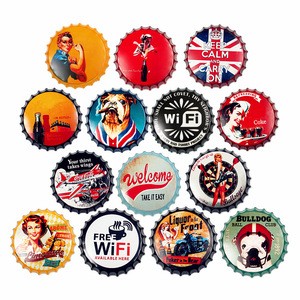 High quality dia 35cm bottlecap tin signs for hotel bar wall decoration retro vintage style metal signs