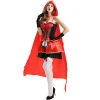 High Quality Red Maid Suit Cloak with hood halloween witch costume women