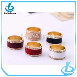 High quality simple design gold mens cock finger rings enamel plain wide jewelry