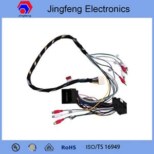 High voltage car audio video wiring harness with connectors for VW