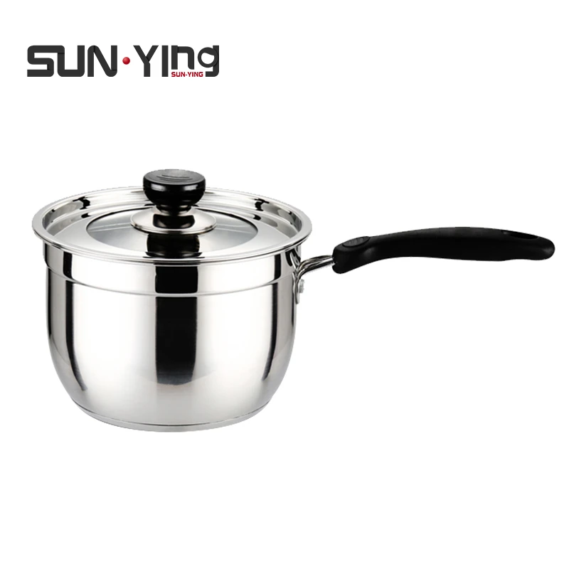 HNGD-1 soup & stock pots Stainless Steel 201 milk pot Cookware Non Stick Cooking sauce pan with single handle Glass Cover