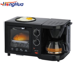 HONGHUA Brand 3 in 1 breakfast maker wk-1125 coffee maker/frying pan/toaster oven