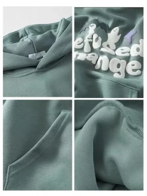 Hoodie custom heavyweight sports hoodie foam print print sweatshirt mens terry cloth 100% cotton oversized pullover