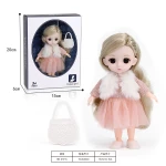 Hot Sale 18cm Beautiful Toys Plastic Jointed Doll Set Girls With Handbag