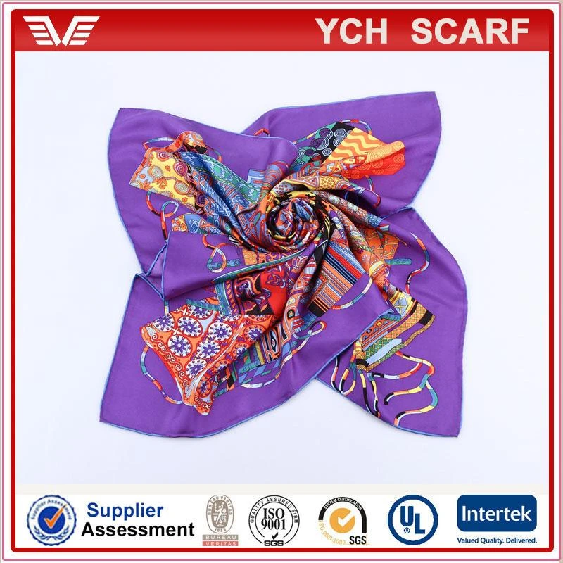 Hot Sale Custom Made Printed Silk Satin Square Scarf