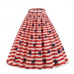 Hot Sale Low MOQ USA Flag Print Midi Skirt Womens