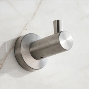 hot sale Luxury Bathroom Design Single Post Stainless Steel Nickel Bathroom Sanitary Items Single Robe Hook