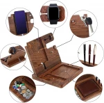 Hot Sale Muti-functional Acacia Wooden Mobile Desk Cell Phone Charge Luxury Holder Stand