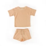 Hot Sale Popular Baby Clothes Solid Color Kids Outfits Cotton Girl Clothing Sets