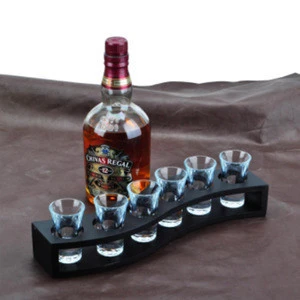 hot sale shot glasses with wooden handle set for bar kitchen restaurant hotel wine whiskey shot glasses bar tool
