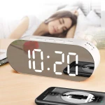 Hot Sell LED Digital Modern Office Desk & Table Clocks Digital Lamp With Mirror LED Alarm Clock Hotel Alarm Clock With USB