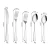 Hot Sell Set of 5 Stainless Steel Gold Cutlery Set Carving Knife Fork and Spoon for Dinner Flatware