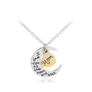 Hot selling 2018 amazon top Silver Moon Necklace European Style Pendant Necklace with heart For Sister Girls mom