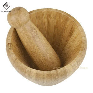 Hot selling Custom Mini  Bamboo Wood Mortar and Pestle for Spice