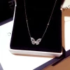 HOVANCI Loftily Jewelry Women Elegant Gold Silver  Plating Stainless Steel Necklace Butterfly Pendant Charms Necklace