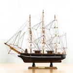 Indoor Household Exquisite Adornment Wholesale Creative Office Space Wooden Handicraft Sailing Miniature Ship Models For Sale
