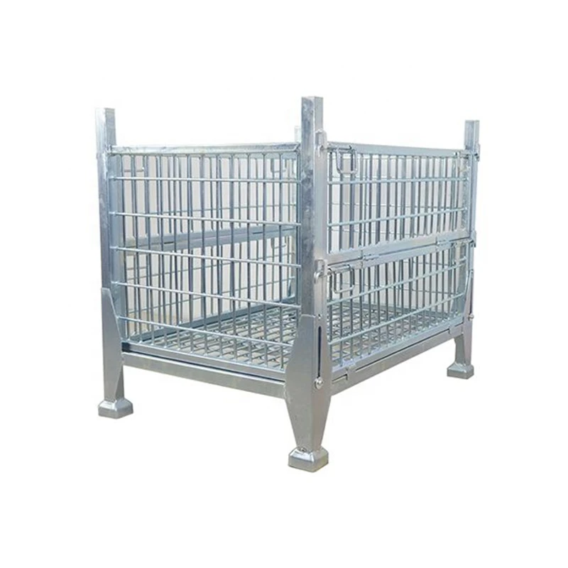 industrial collapsible and stackable steel pallet mesh cage