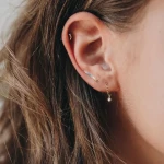 Ins fashion temperament ear jewelry 925 silver beaded design hoop zirconia diamond dangle drop earrings