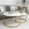 Ins Nordic minimalism modern round glass top marble top gold metal  legs stainless steel base coffee table sets