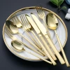INT Tableware stocked gold frosted handle cutleries dining set luxury stainless steel cutlery set