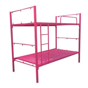 Kids Furniture Pink Power Coating Metal Bunk Beds For Girls Y