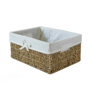 KINGWILLOW, Sundries Use and seagrass Material storage basket with liner