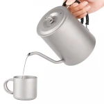 Kit Bowl Pot Set Lightweight Portable Backpacking Outdoor Camping Cookware Pure Titanium Cooking Teapot