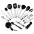 Import Kitchen Accessories Tools Cooking Utensils Spatula Tongs Set Nonstick Stainless Steel Handle Black Silicone Kitchen Utensils Set from China