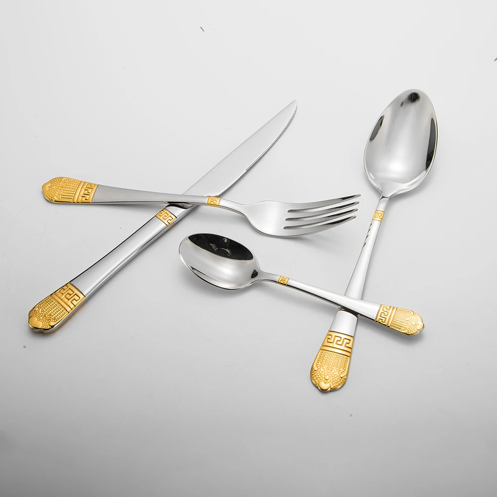 Kitchen Home Reusable Stainless Steel Cutlery Wedding Spoon And Fork Gold Cutlery Set