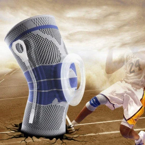 Knee Support Sleeve with Silicone Pad and Metal Brace for Running Jogging Sports Basketball Joint Pain Relief Arthritis