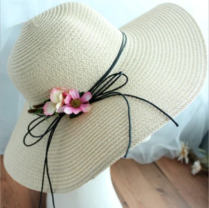 Lady Large Vacation Flat Floppy Foldable Surf Panama Bucket Fedora Visor Summer Toddler Wide Brim Flower Sun Straw Beach Hat