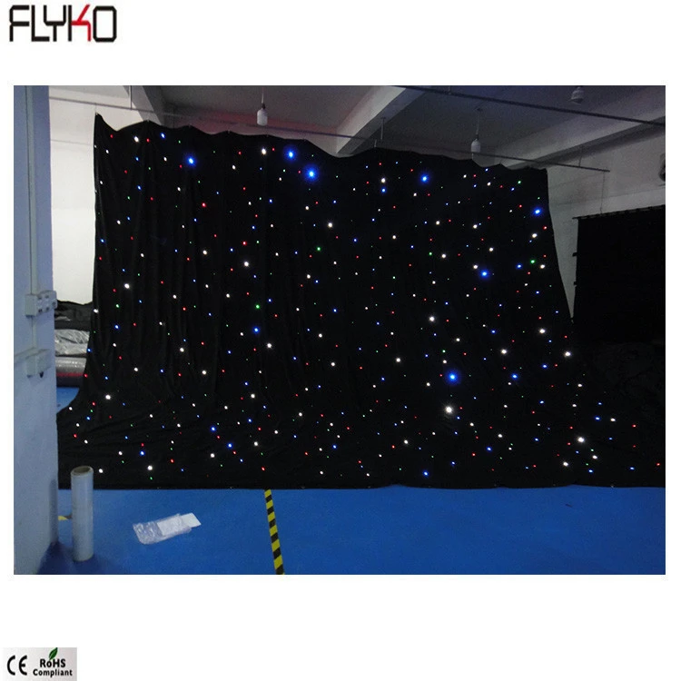 Led light fiber optic star curtain voile fabric rgbw 5x6m DMX function for wedding decoration
