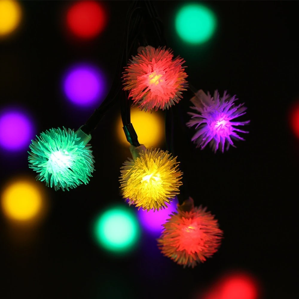 Led Outdoor Christmas garden light Fairy String Lights 220V/110V furry ball