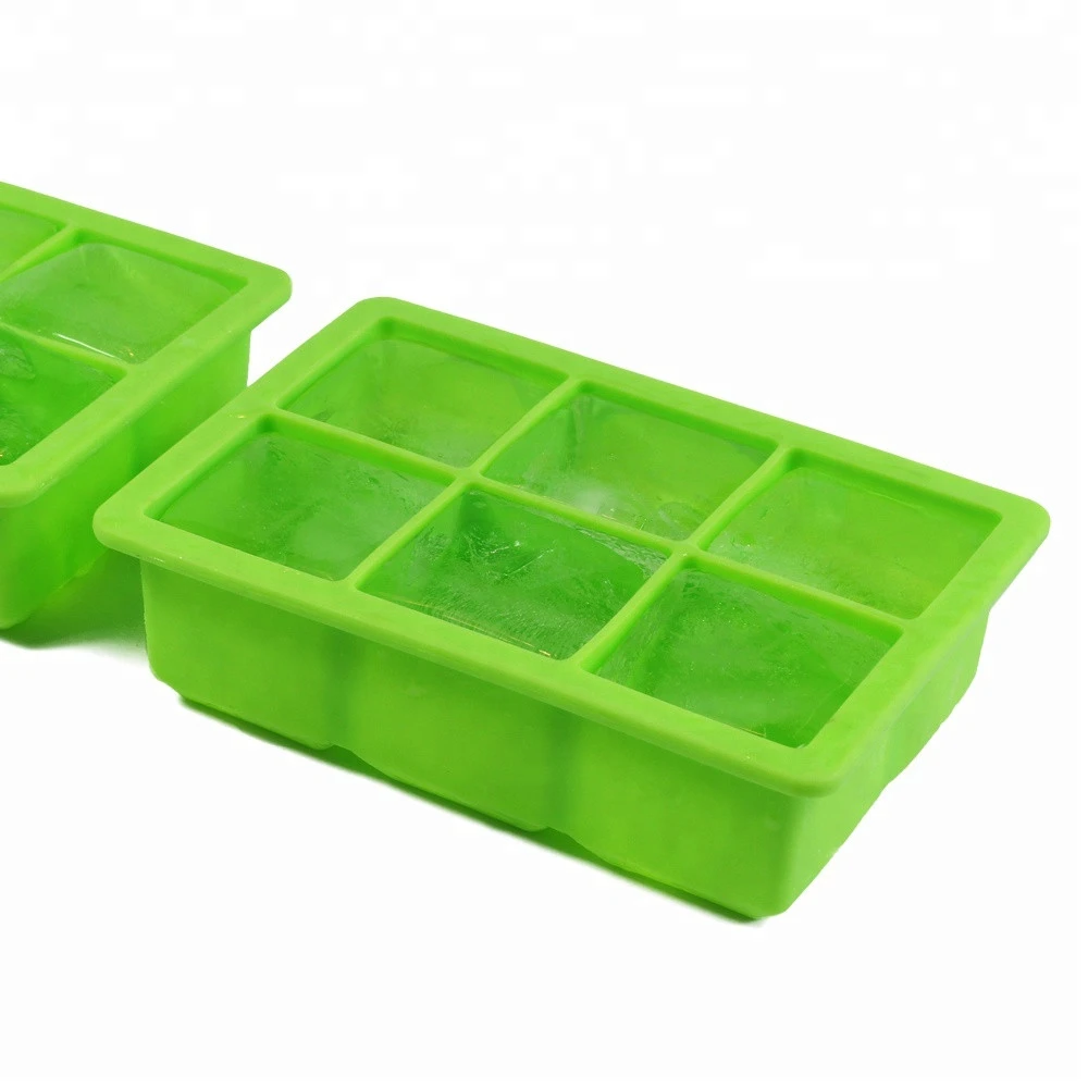 LFGB Approved Wholesale 6 Cavities Silicone Personalized Ice Cube Tray With Lid