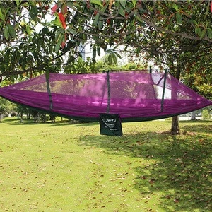 Lightweight Nylon Portable 2.6M * 1.4M Double &amp; Single Hammock with Mosquito Net  for Backpacking Camping Travel Beach Yard