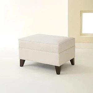 Living Room White Square Fabric Ottoman With Storage