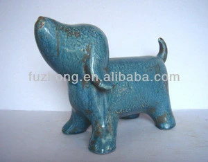 Lovely ceramic dog with glazed,Garden decoration