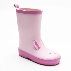Lovely Pink 3D Rabbit Decoration Girls Rubber Rain Boots Wellies Wellington for Children