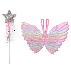 lovely sparkle glitter embroidery princess butterfly wing  princess wand oem party supplies
