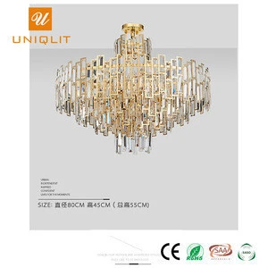 Luxury Hotel Decoration Design Modern 8 Lamp Indoor Golden Pendant Light