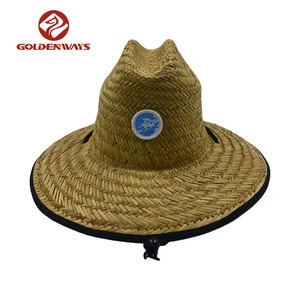mens summer fishing surf straw hat with logo