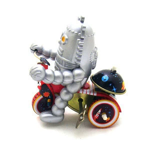 Metal Material Baby Robot on Tricycle Wind Up Toys Desktop Decoration