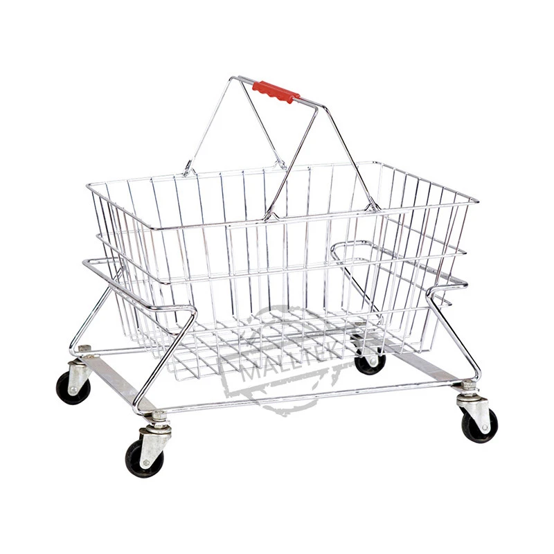 Metal Stacking Storage Basket Stand Shopping Basket Holder With Wheels For Hypermarket