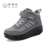 Minika Best Quality Women Skid Resistance Fashion Casual Boots Pu Artificial Wool Cotton Velvet Wedges Boots Shoes