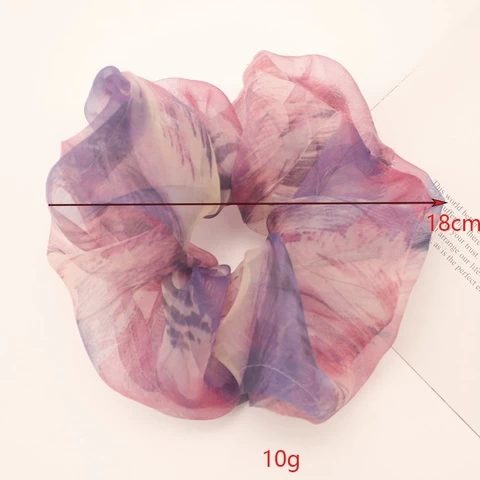 MIO New Selling Design 18 Cm Oversized Organza Scrunchies Lady Hair Tie High Quality Large Size Elastic Hair Scrunchie