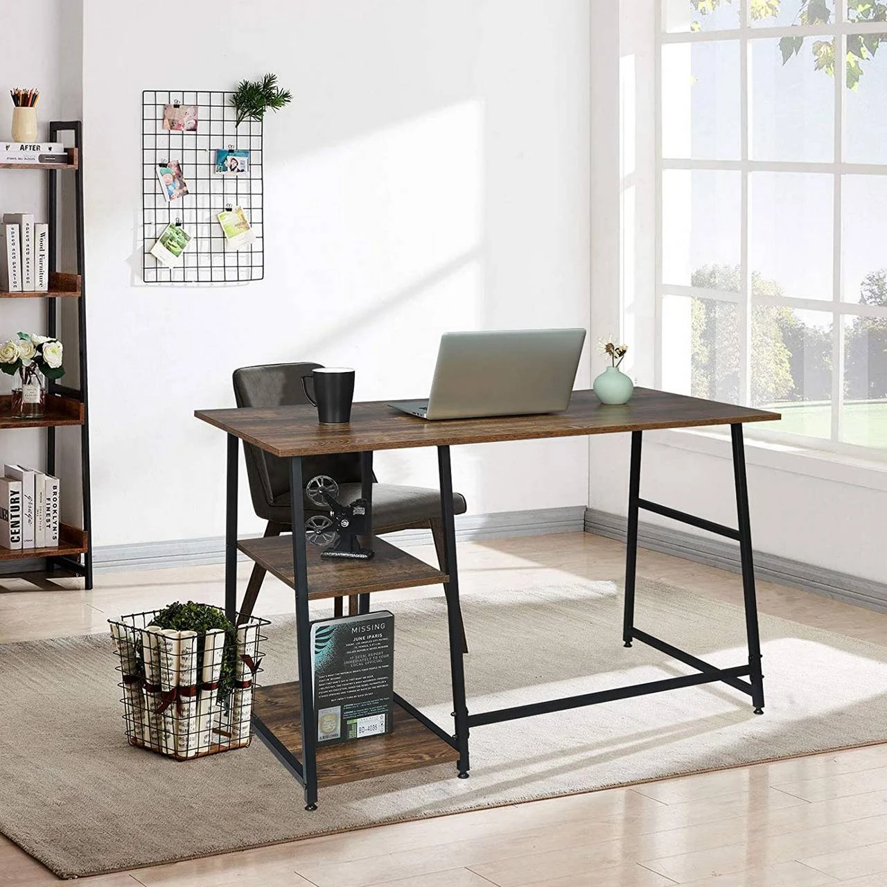 Modern design cheap office workstation laptop desk computer office desk study writing table with shelves