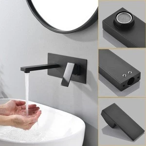Modern Matte black brass Hot and cold concealed basin faucets mixers taps