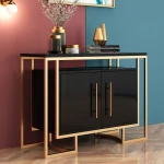 Modern wooden industrial metal iron glass oriental storage cabinet modern 2 door buffet cabinet sideboard
