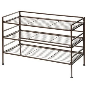 Most popular modern foldable three iron shoe rack with metal frame